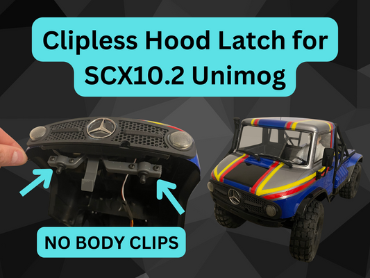 Clipless Hood Latch for SCX10.2 Unimog 4x4 & 6x6