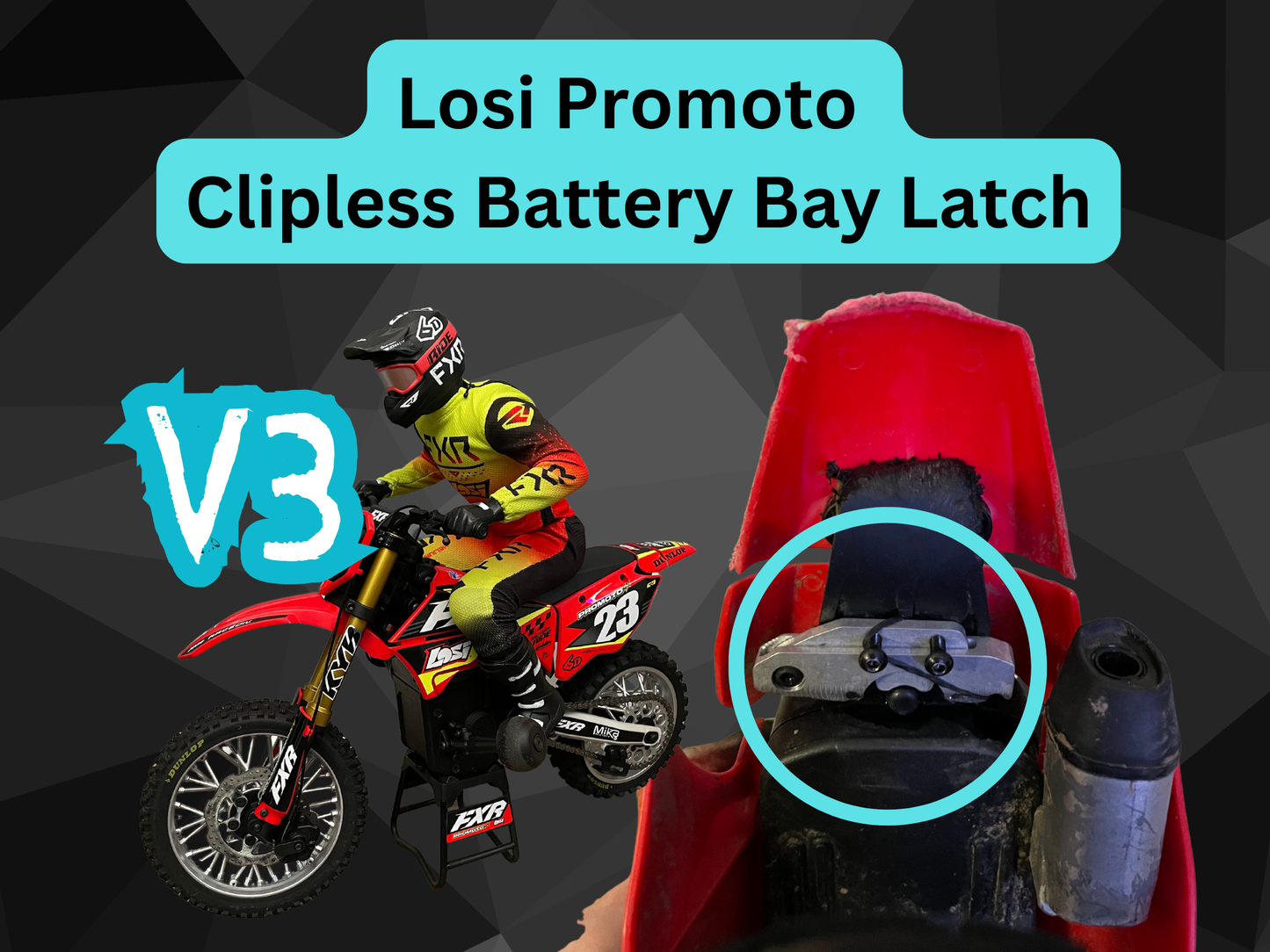 Clipless Battery Bay Latch for Losi Promoto (V3)