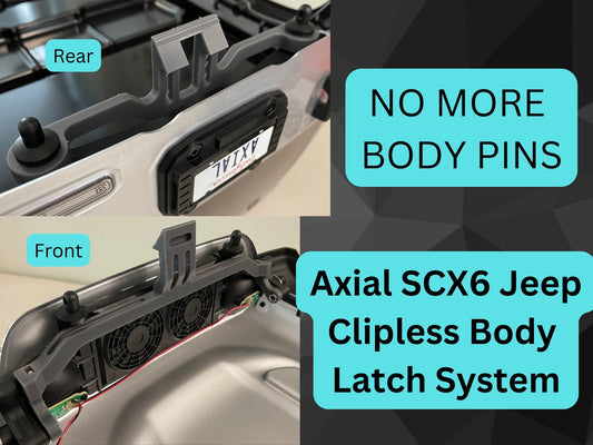 Clipless Body Latch System for SCX6 Jeep