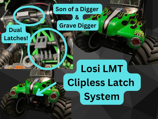 Clipless Latch System for LMT Grave Digger, Son of a Digger, & LMT Roller!